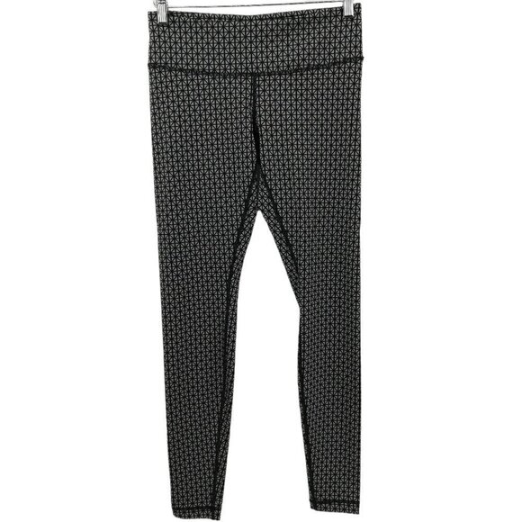 Lululemon Wunder Under Full On Luon Black Leggings Size 6 Tri Geo Silver Spoon - Picture 1 of 10
